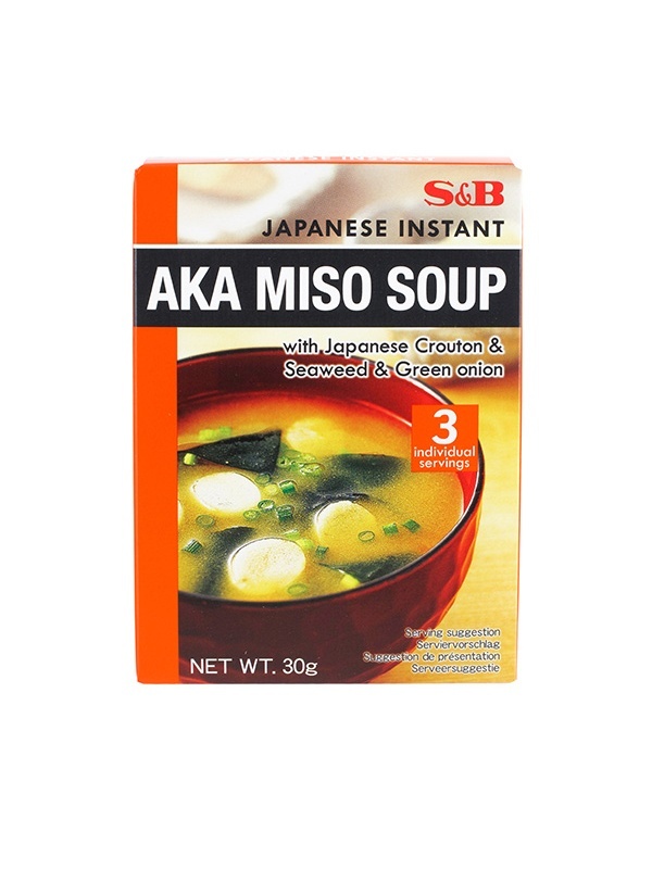 JAPÁN INSTANT AKA VÖRÖS MISO LEVESPOR KRUTONNAL ALGÁVAL-ÚJHAGYMÁVAL 3DB