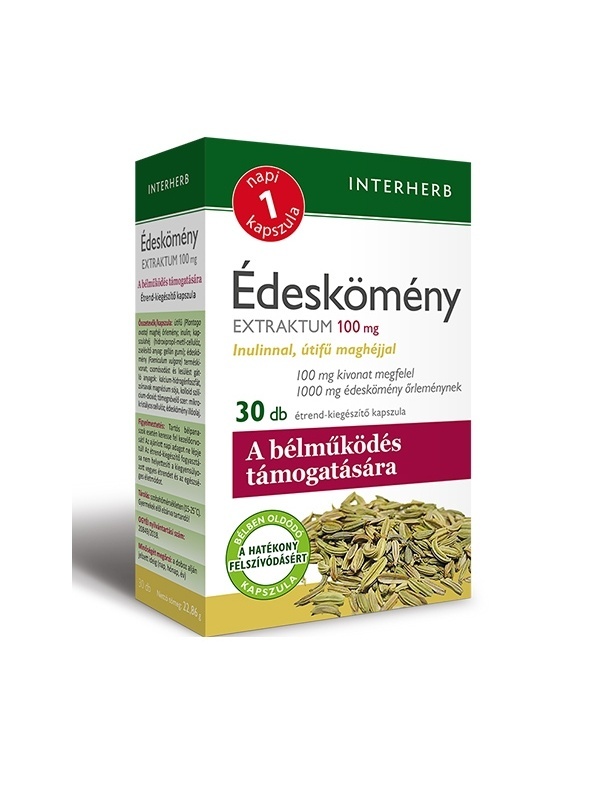 INTERHERB NAPI1 Édeskömény Extraktum 100 mg inulinnal, útifű maghéjjal 30db