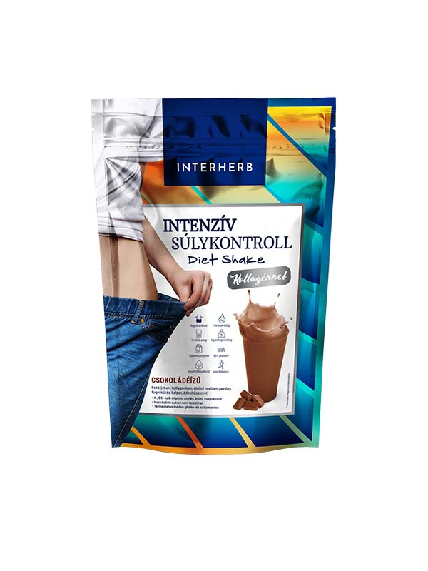 Interherb Intenzív SÚLYKONTROLL Csokoládéízű Diet Shake kollagénnel 528g