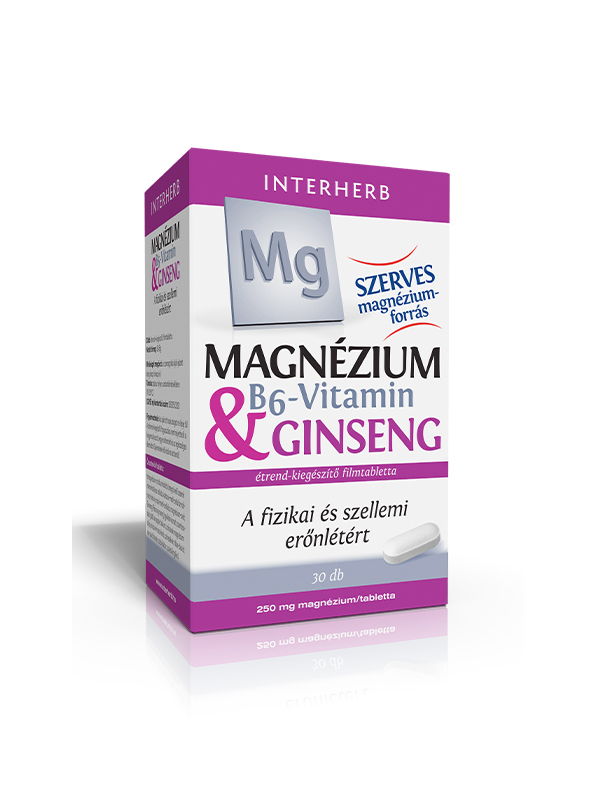 Interherb Magnézium tabletta 250mg & B6-vitamin & Ginseng 30 db