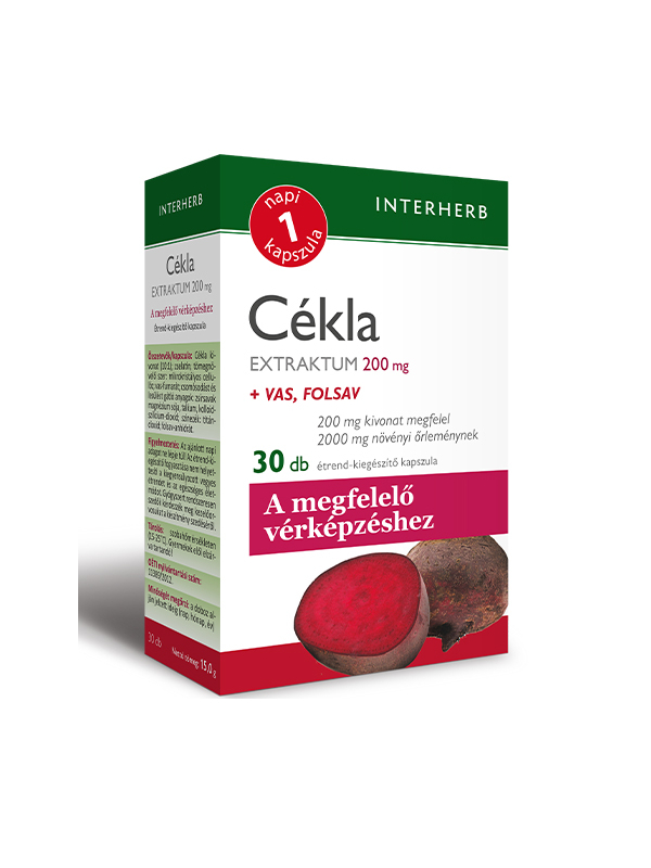INTERHERB NAPI1 Cékla Extraktum kapszula vassal és folsavval 200mg 30db