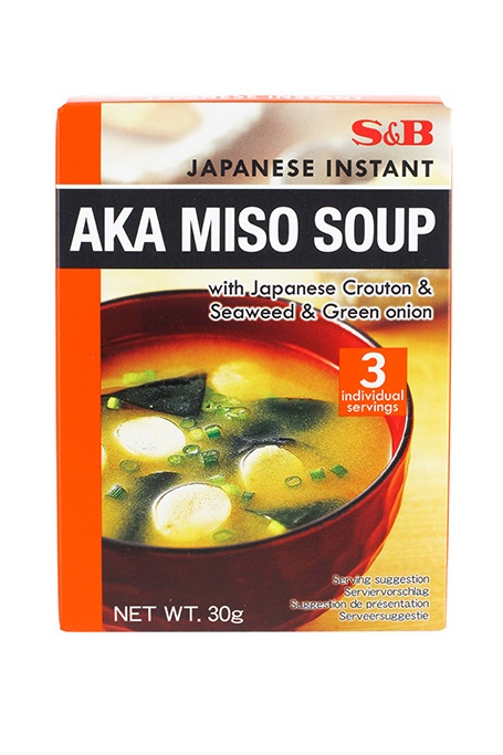 JAPÁN INSTANT AKA VÖRÖS MISO LEVESPOR KRUTONNAL ALGÁVAL-ÚJHAGYMÁVAL 3DB