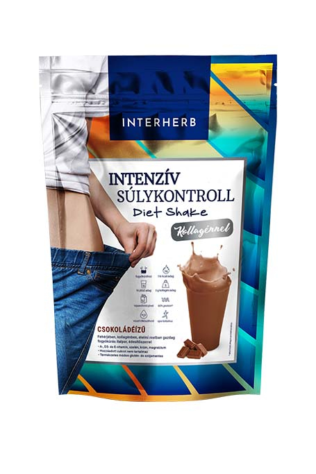 Interherb Intenzív SÚLYKONTROLL Csokoládéízű Diet Shake kollagénnel 528g