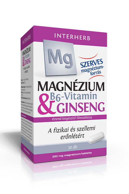 Interherb Magnézium tabletta 250mg & B6-vitamin & Ginseng 30 db